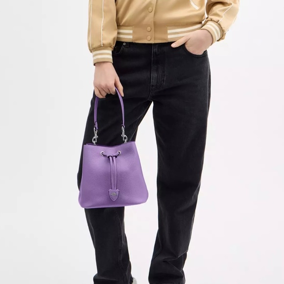 Coach Rowan Bucket Leather Bag Violet w Removable Zipper pouch NWT - Picture 4 of 16